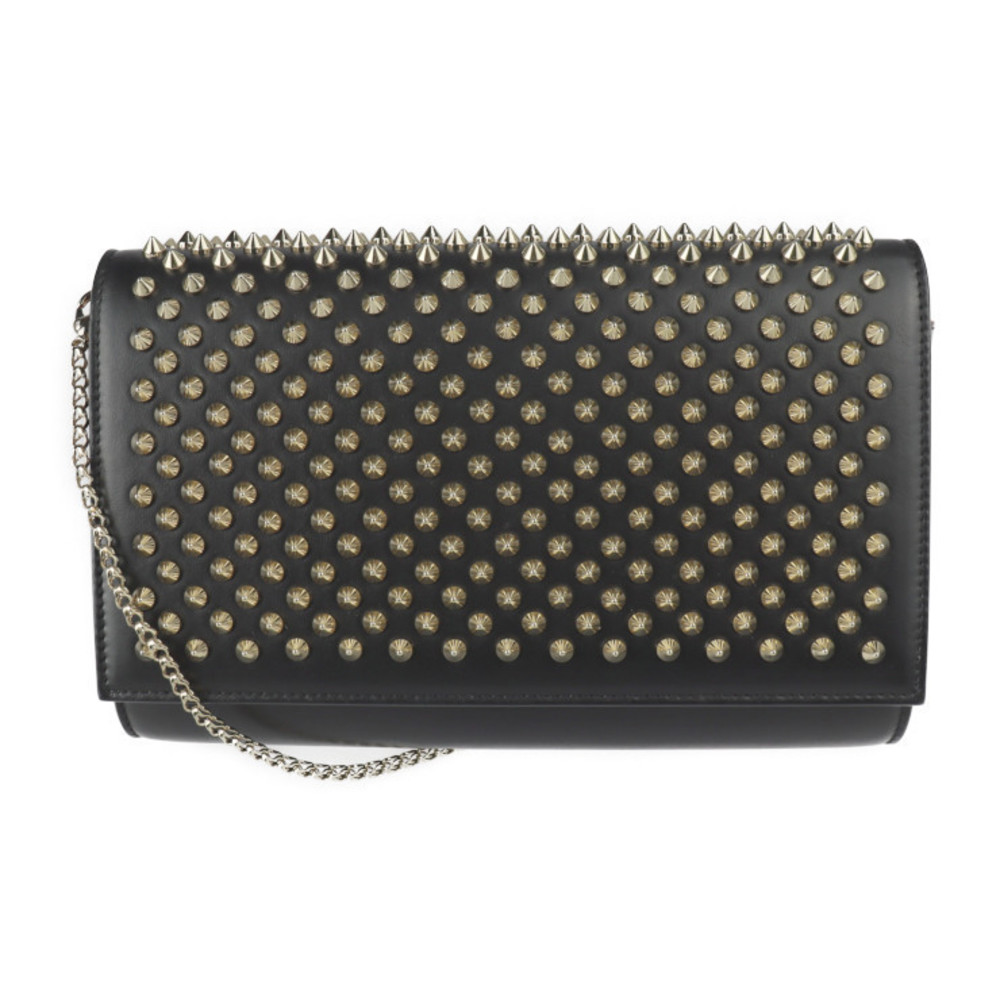 Christian Louboutin Paloma Clutch Shoulder Bag Leather Black